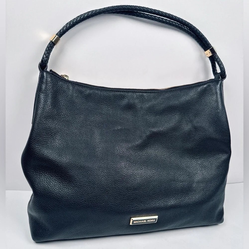 Michael Kors Lexington Medium Hobo Shoulder Bag Black Leather